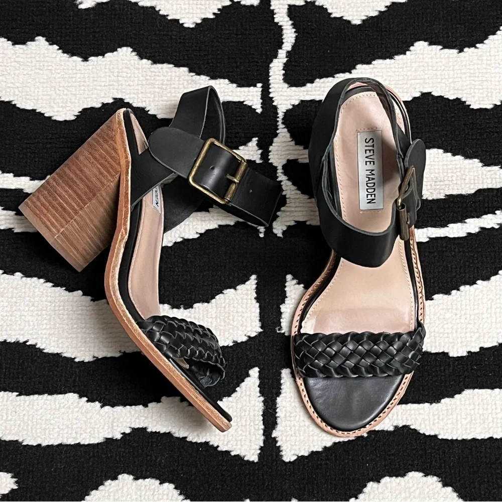 Steve Madden Cadence Black Heeled Sandals Size 7.5 - Picture 8 of 15